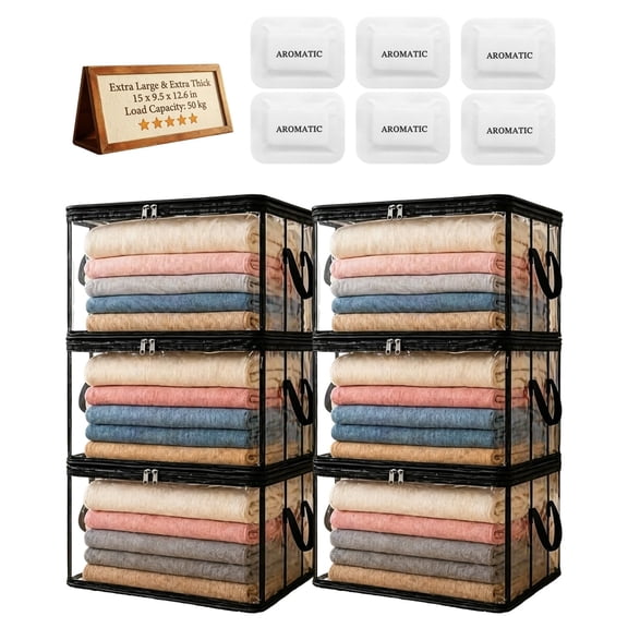 Large Heavy-Duty Thick Plastic Clear Storage Bag for Clothes, Moving with Zipper Tote Bins Lids Packing Boxes College Extra Containers Dorm Organizers Handles Cubes Closet Guardar Supplies