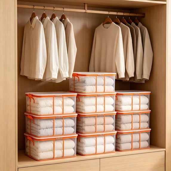 Large Heavy-Duty Thick Plastic Clear Storage Bags for Linens & Towels, Oversized Bags with Dual Seal, Clutter-Free Home Organization
