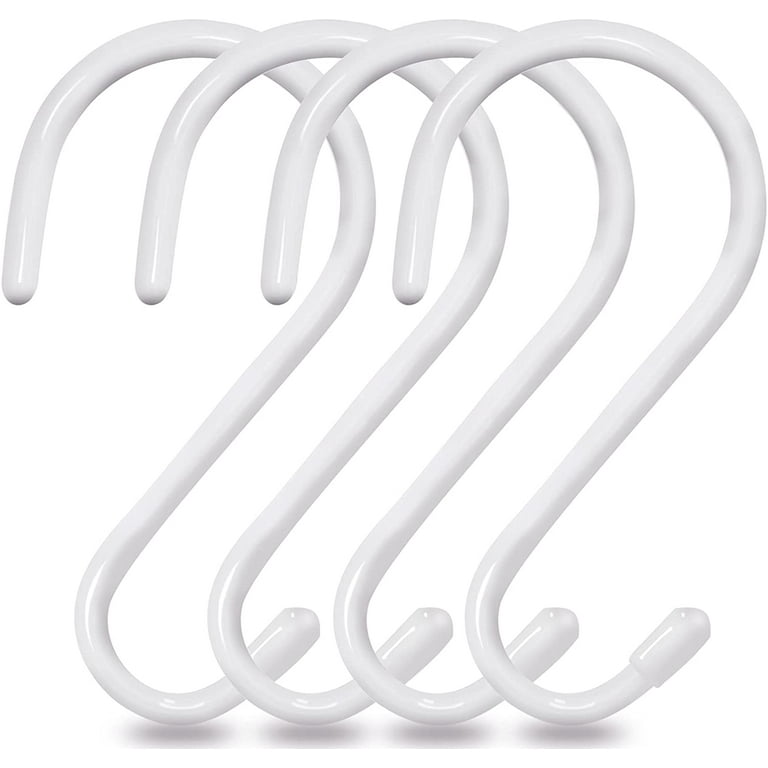 Large Heavy Duty White S Hooks for Hanging, 6 inch Non Slip Vinyl Coated  Metal Closet S Hooks for Hanging Plants Outdoor Lights and Kitchen Pot Pan  Cups Closet Towels Jeans Hats (