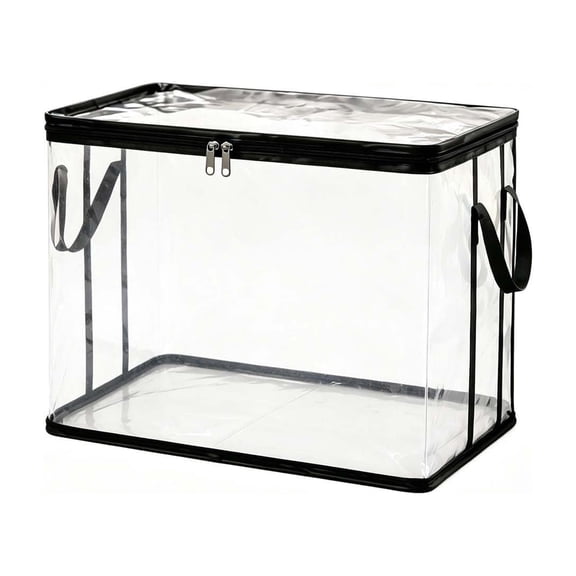 Large Heavy-Dutythick Plastic Clear Storage Box With Hinged Lid,Heavy-Duty Durable High Capacity Organizer,Perfect For Clothes Moving Storage Home,Camping,Travel.A