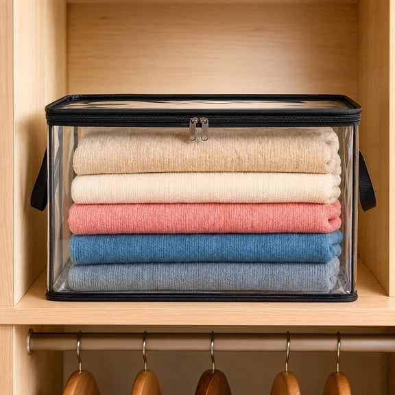 Large Heavy-Dutythick Plastic Clear Storage Box With Hinged Lid,Heavy-Duty Durable High Capacity Organizer,Perfect For Clothes Moving Storage Home,Camping,Travel