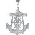 thumbnail image 1 of Large Heavy Sterling Silver Anchor Cross with Jesus Pendant Necklace 2.9 Inches 19 Grams Diamond Cut Finish with Figaro Chain, 1 of 3