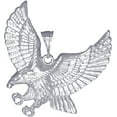 thumbnail image 1 of Large Heavy Sterling Silver Eagle Pendant Necklace 31 Grams 3 Inches with Diamond Cut Finish and 24 Inch Figaro Chain, 1 of 3