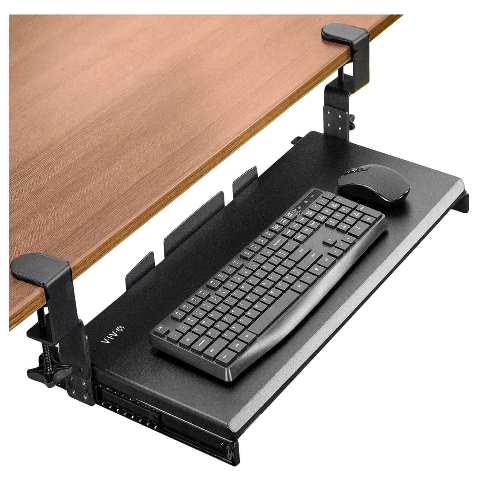 Black Adjustable Under Desk Keyboard Tray with Metal Frame