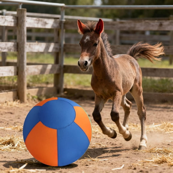 Large Herding Ball for Dogs, Interactive Training Ball with Durable Polyester Cover, Non-Chew Dog Exercise Toy, For Medium to Large Breeds（Blue&Orange）