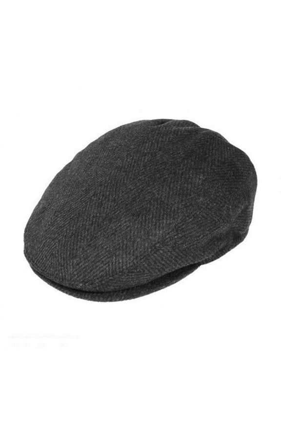 Large Herringbone Wool Blend Ivy Cap - M - Charcoal