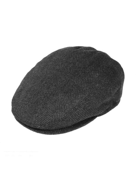 Large Herringbone Wool Blend Ivy Cap - S - Charcoal