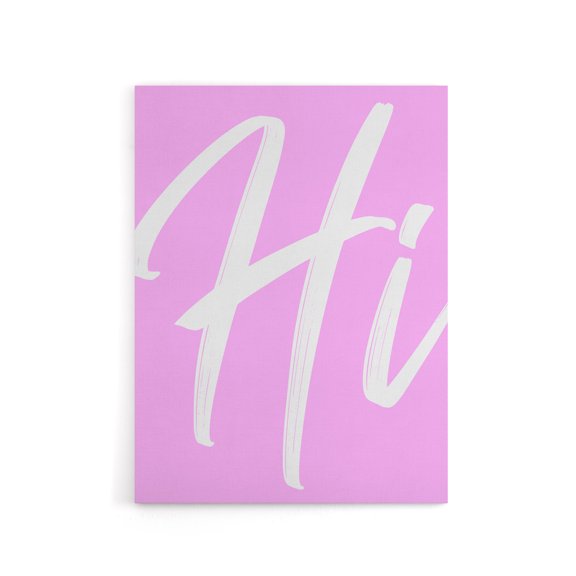 Large Hi Word Pink White Brush Stroke Design Canvas Wall Art Print 12x16"