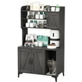 thumbnail image 1 of Large Hidden Litter Box Furniture with Shelves and Cabinet,Farmhouse Cat House Washroom with Scratch Pad,Wooden Enclosure for Self-Cleaning Litter Boxes, 1 of 9