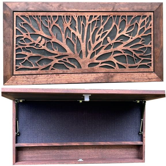 Large Hidden Storage Cabinet Tree of Life Wall Decor - Birds In a Tree by Bellewood Designs
