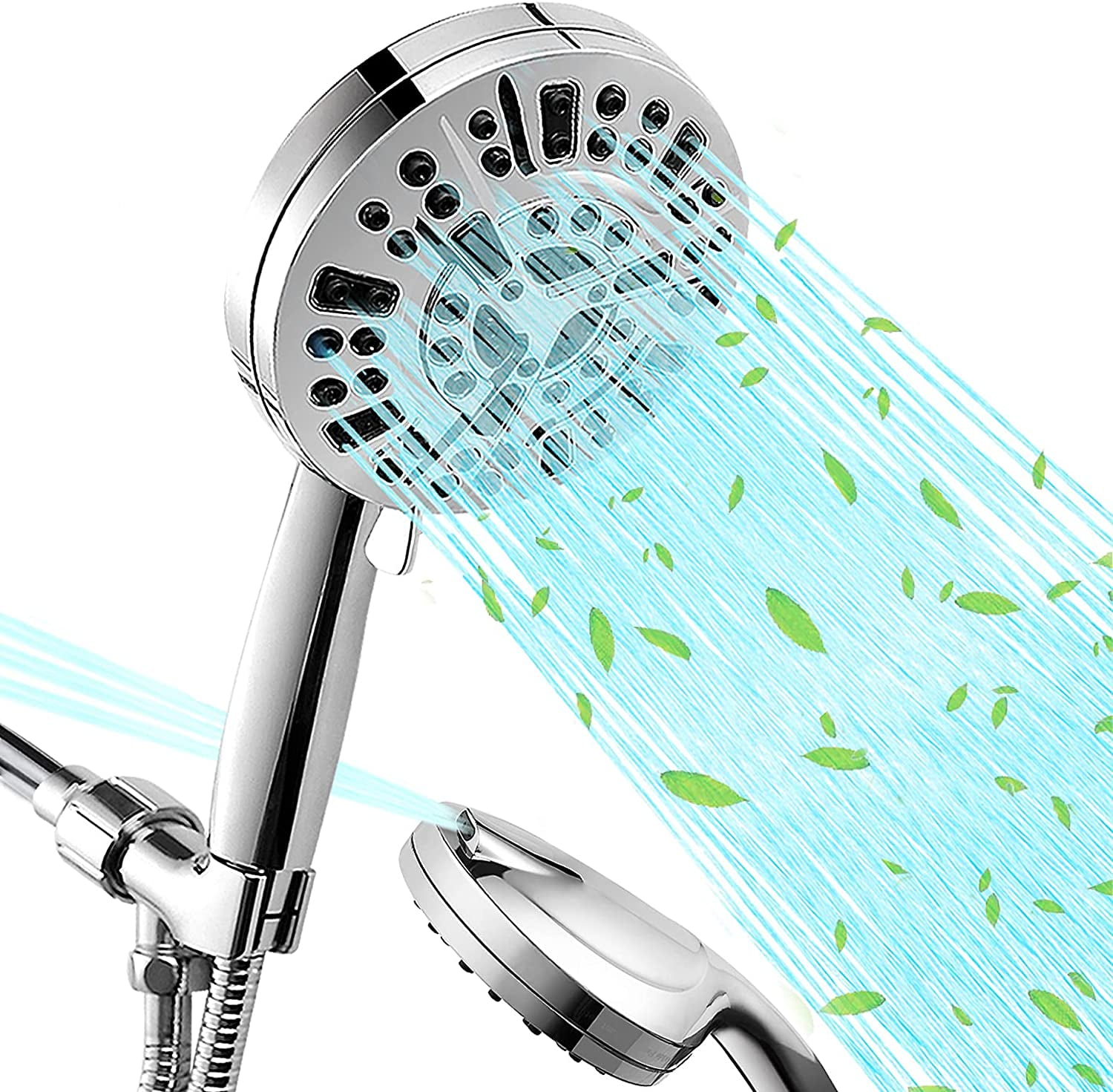 Large High Pressure Shower Head with Handheld, 10 Spray Settings Power