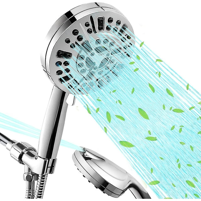 Large High Pressure Shower Head with Handheld, 10 Spray Settings Power