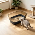 thumbnail image 1 of Large High Sided Cat Litter Box with Scoop, Semi Enclosed Splash Proof Kitty Toilet Tray, Open Top Easy Clean Litter Pan with Anti Scatter Design for Medium Cats and Kittens, 1 of 6
