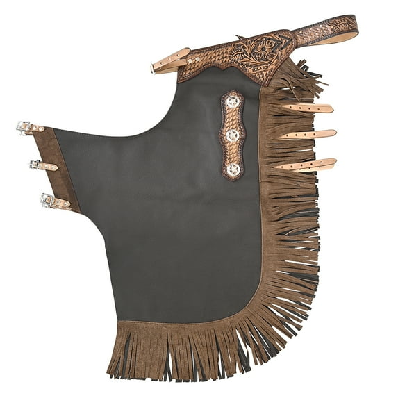 Hilason Western Large Bull Riding Chinks Chaps Adult Pro Rodeo Bronc Leather Brown