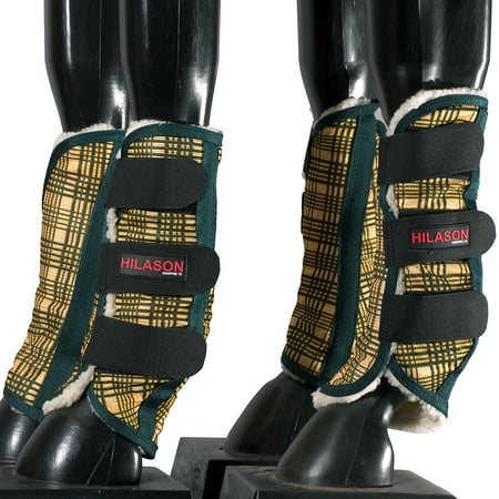 Large Hilason Horse Fly Boots Uv Protection Fleece Lined Plaid