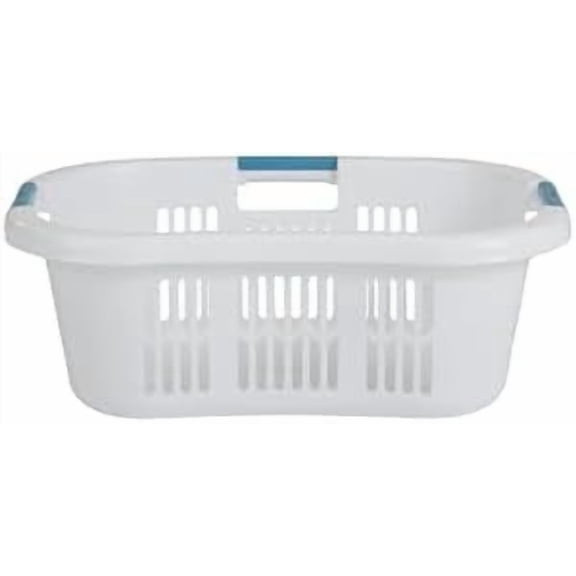 Large Hip-Hugger Laundry Basket/Hamper, 1.5-Bushel, White, Stackable Storage Bin/Organizer for Bathroom/Bedroom/Dorm/Home