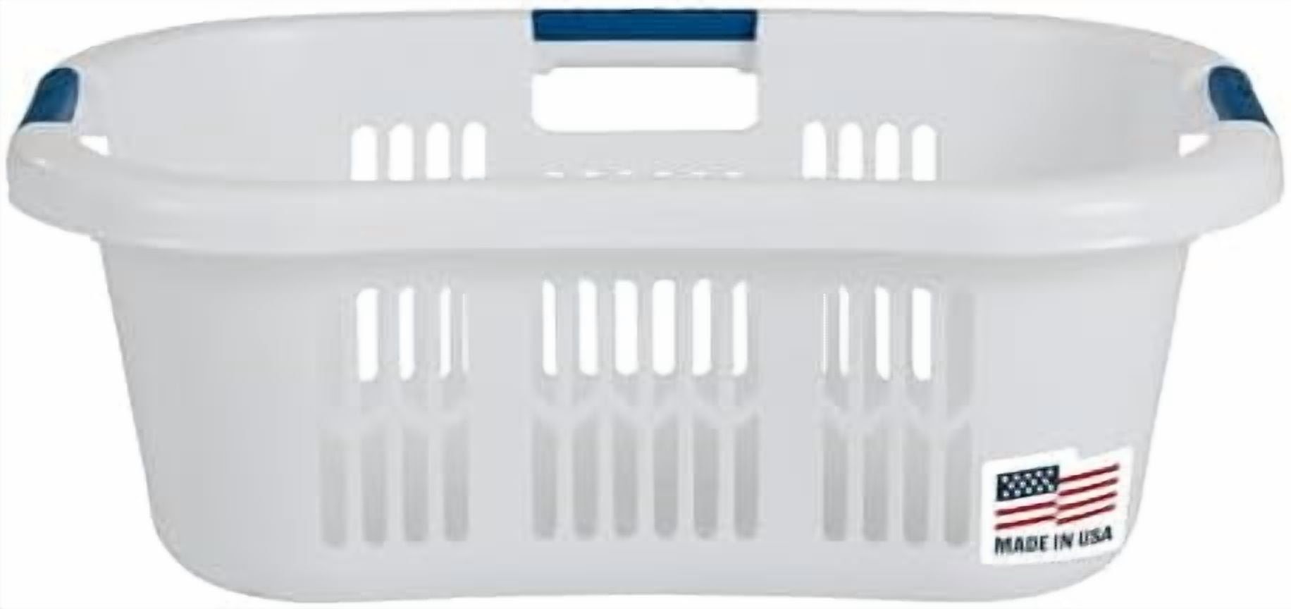 Large Hip-Hugger Laundry Basket/Hamper, 1.5-Bushel, White, Stackable ...