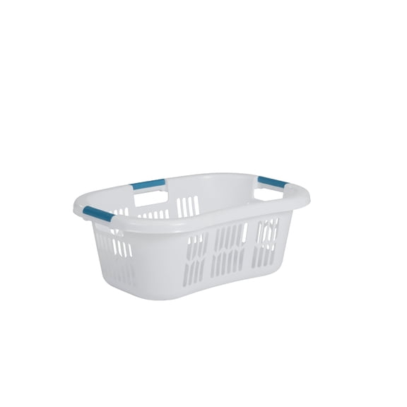 Large Hip-Hugger Laundry Basket/Hamper, 1.5-Bushel, White, Stackable Storage Bin/Organizer for Bathroom/Bedroom/Dorm/Home