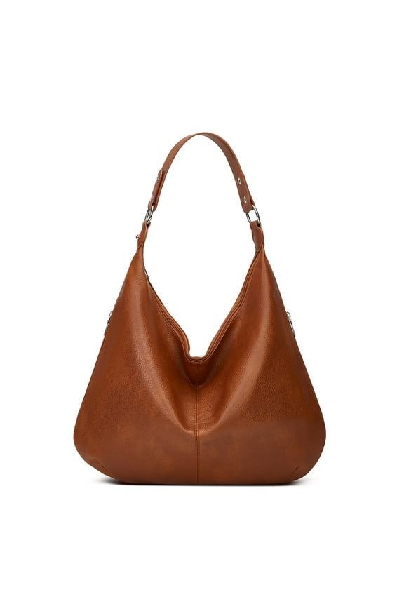 Large Hobo Shoulder Bag, Faux Leather Handbag with Adjustable Strap