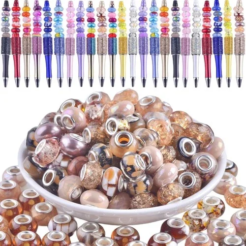 Large Hole Beads for Jewelry Making 120pcs 14mm Large Hole Murano Beads for ...