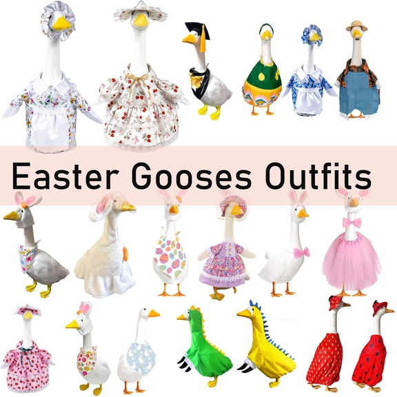 Large Holiday Porch Goose Decoration, Outdoor Garden Lawn Goose Outfit, Yard Holiday Display, 23 Inch Goose Statue Costume, Festive Seasonal Goose Clothes, HAODEJW, N