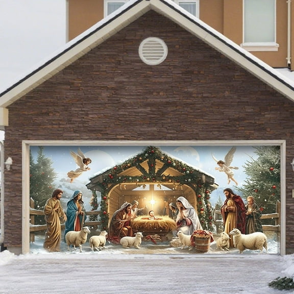 Large Festive Holiday Welcome Banner for Outdoor Garage Door Front Porch and Yard Decoration Sign