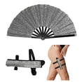 thumbnail image 1 of Large Holographic Folding Hand Fan, Folding Hand Wave Fan, Clap Fans For Line Dancing, Foldable Craft Holding Laser Colors Hand Fan, For Line Dancing,Party, Dance Enthusiasts Gift, 1 of 6