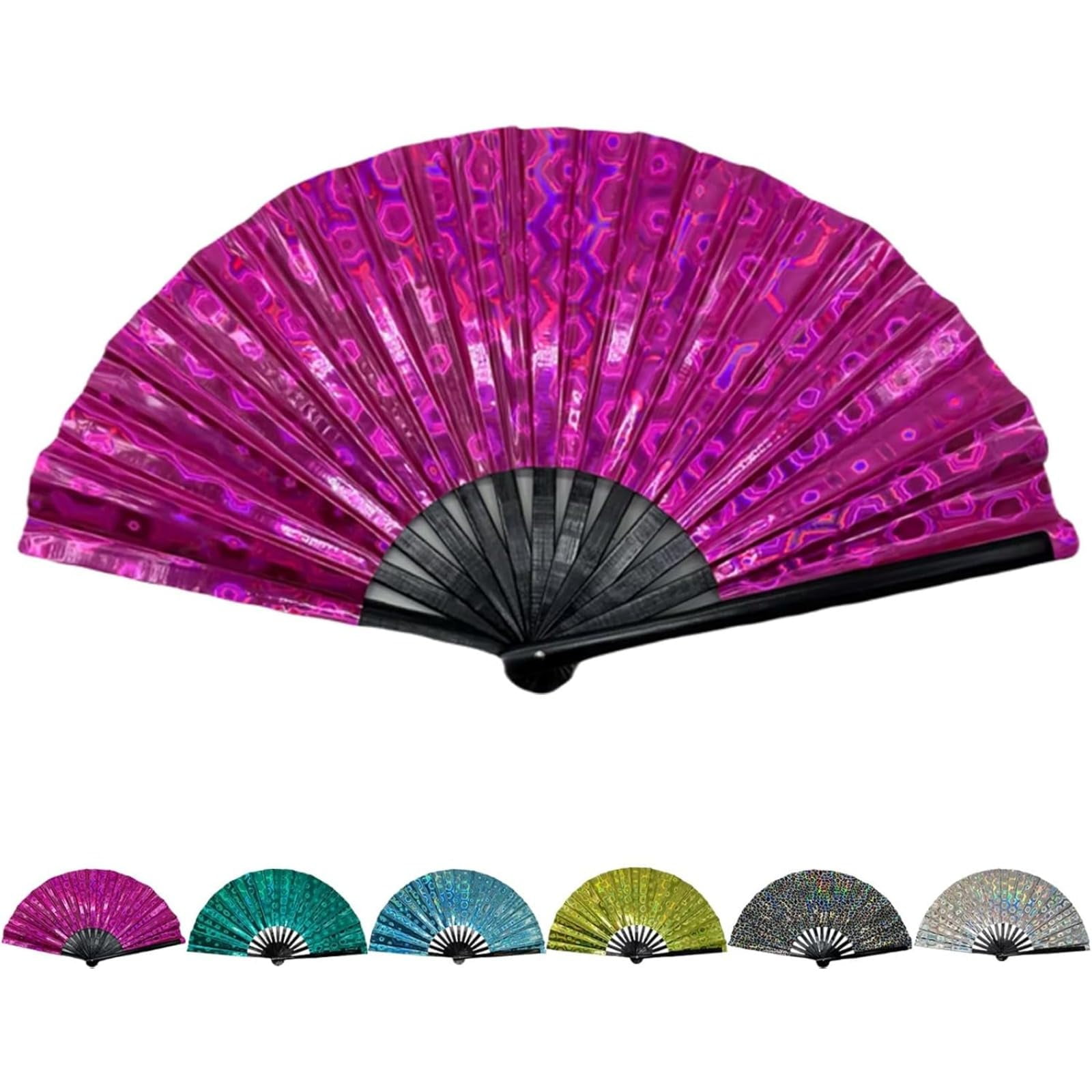 Large Holographic Folding Hand Fan. Iridescent. Foldable. For line ...