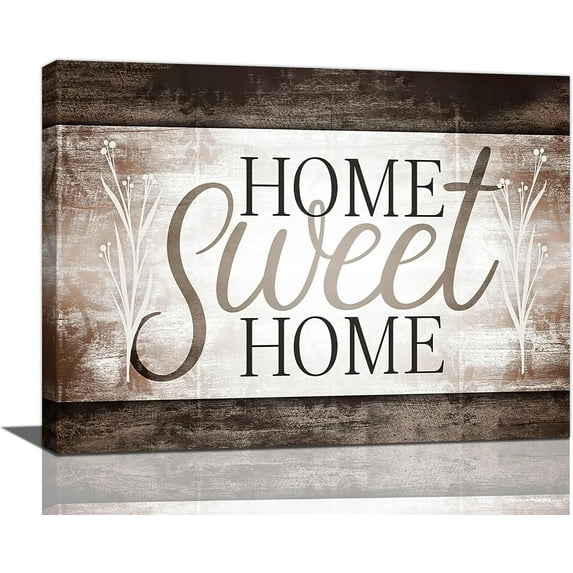 Large Home Sweet Home Wall Art Farmhouse Family Word Sign Pictures Wall Decor Home Quotes Canvas Painting Print Decoration Artwork Framed for Living Room Bathroom Master Bedroom Dining room 16"x12"