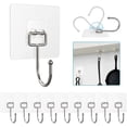 thumbnail image 1 of Large Hooks for Hanging Heavy-Duty 44Ib(Max) 10 Packs, Wall Hangers without Nails Self-Adhesive Traceless Clear and Removable, Waterproof and Rustproof Multiple Uses for Bathroom Kitchen Home, 1 of 6