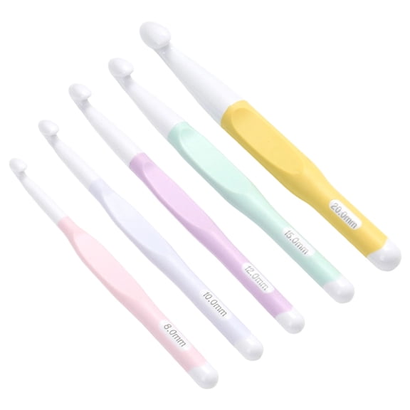 DIY Knitting Large Hooks Set for Yarn - Ergonomic ABS Hooks for Beginners Blankets Shawls and General Craft Projects 5PCS