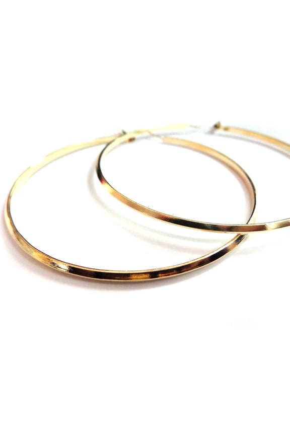 Large Hoop Earrings 4 inch Shiny Gold Tone Hoop Earrings