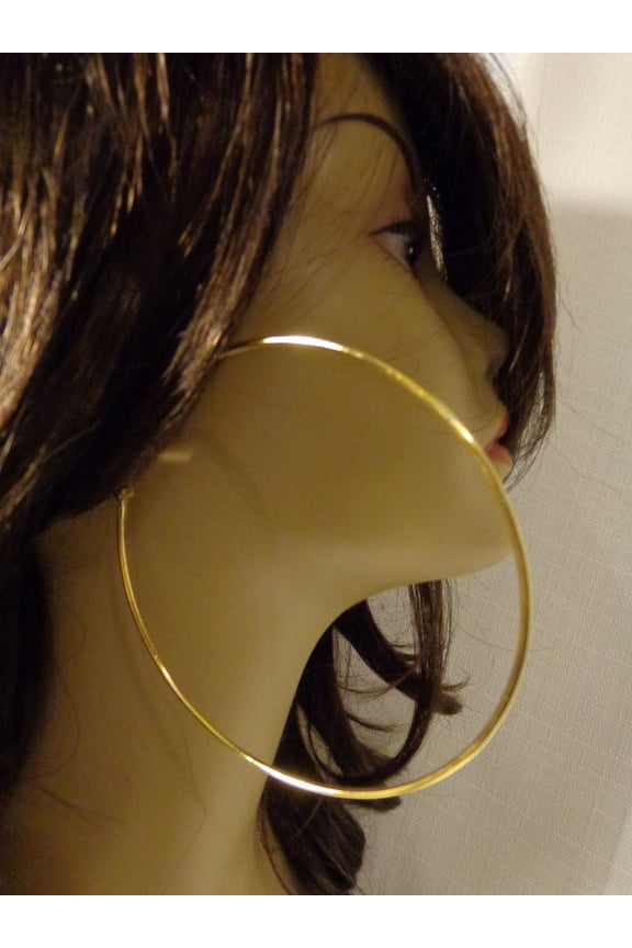 Large Hoop Earrings Gold Tone 4 inch Hoops Simple Thin Hoop Earrings
