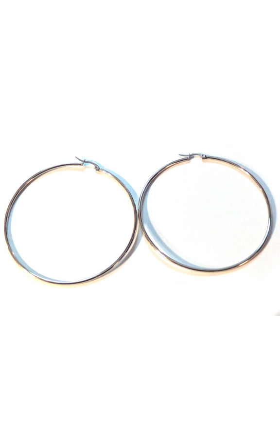 Large Hoop Earrings Stainless Steel Silver 3 inch Hoop Earrings Simple Thin