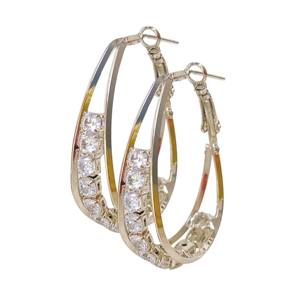Large Hoop Earrings for Women Full Diamond Light Luxury High-end Sense Elegant Earrings Niche Fashion Exquisite Earrings Personality Jewelry Accessories(Gold,)