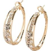 AWAREISN Large Hoop Earrings for Women Girls, Trendy Zircon Earring Ear Clips Statement Earring Charm Jewelry Gifts for Anniversary Engagement Birthday Holiday