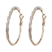 UPIOIWER Large Hoops Circle Rhinestone Earrings Thin Dangle Gold Silver Elegant Rhinestone Earrings Wedding Women Accessories Jewelry Earrings For Women Hoop Dangle Earrings Earrings Studs Earrings for