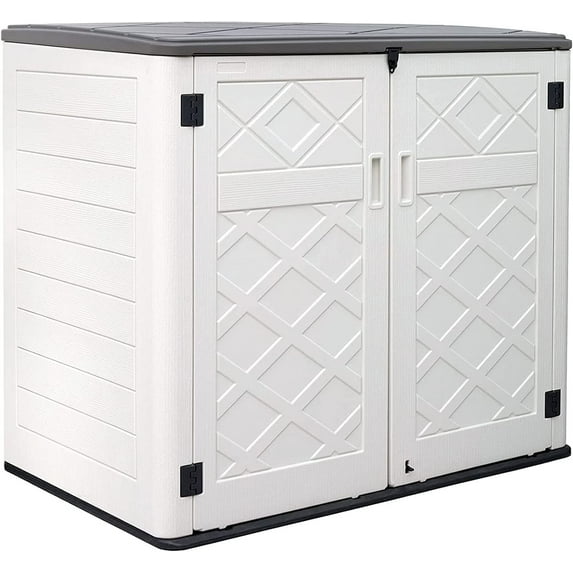 Large Horizontal Storage Sheds, 48 cu.ft Resin Garden Shed Weather Resistance, Outdoor Storage Box Lockable for Patio Backyard Garden