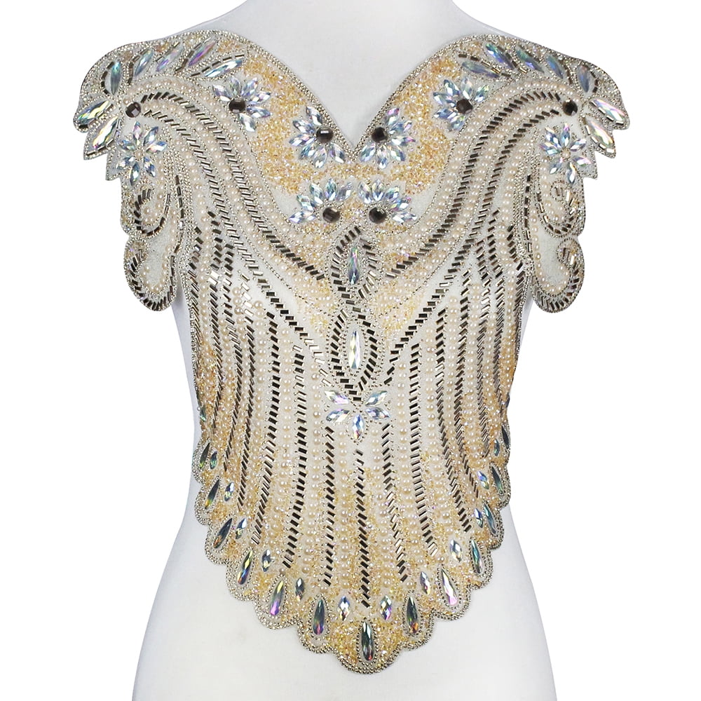 Large Hot Fix Rhinestones Applique Crystal Iron on Patches Trimming Embellishment for Party Dress Clothes Decorated 1 Piece