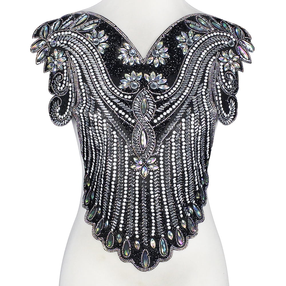 Large Hot Fix Rhinestones Applique Crystal Iron on Patches Trimming Embellishment for Party Dress Clothes Decorated 1 Piece
