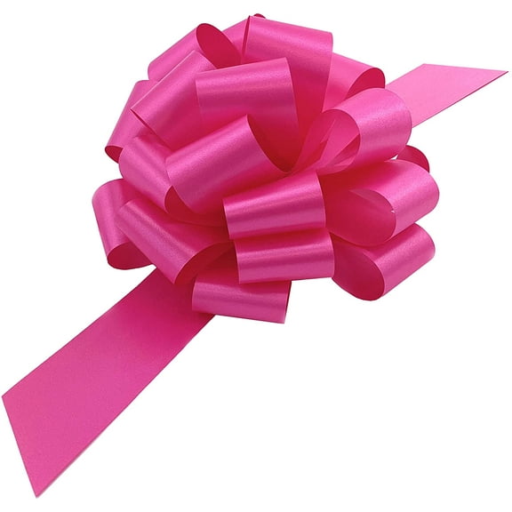 Large Hot Pink Fuchsia Pull Bows - 9" Wide, Set of 6, Christmas, Valentine's Day, Breast Cancer Awareness Ribbon