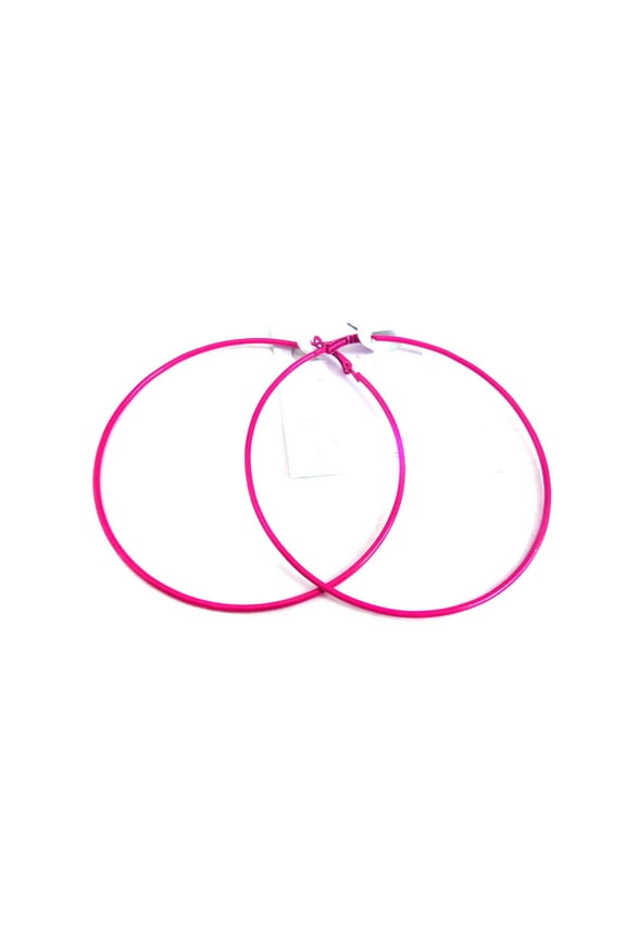 Large Hot Pink Hoop Earrings 3.5 inch Hoops