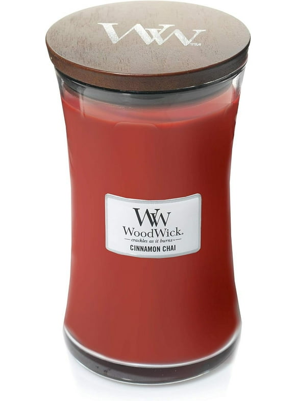 Large Hourglass Candle, Cinnamon Chai - Premium Soy Blend Wax, Pluswick Innovation Wood Wick, Made In