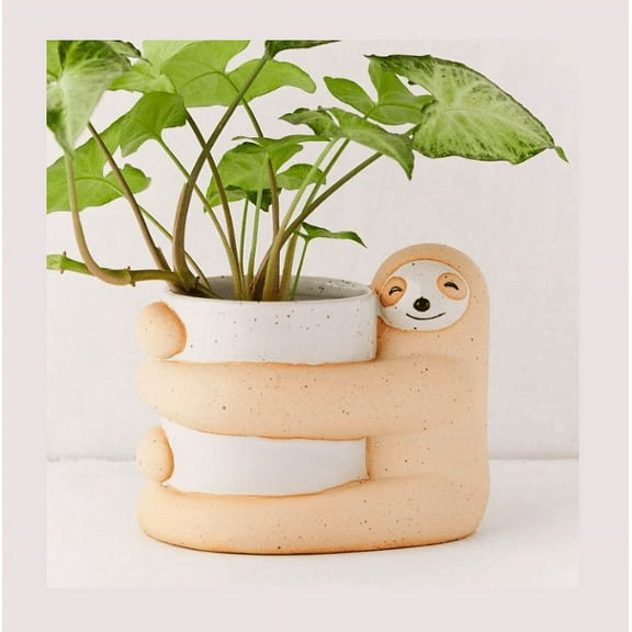Large Hugging Sloth Planter Pot for Succulents & Plants | Succulent Planter | Animal Planter | Unique Pot | Smiling Planter | Office Decor