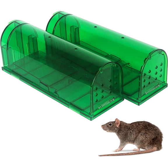 Large Humane Mouse Traps Reusable Rat Traps for Indoor/Outdoor - Safe for Kids/Pets and NO Kill for Small Rodent, Voles, Hamsters, Moles That Works Catch and Release - 2 Pack