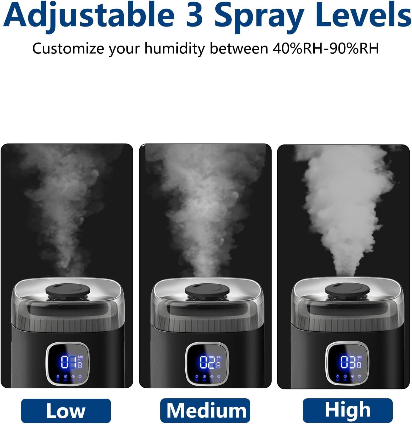 Large Humidifier for Bedroom, 9L/2.5Gallon Ultrasonic Cool Mist ...