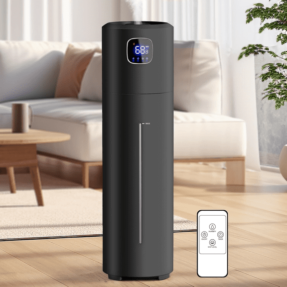 Large Humidifiers for Bedroom, 9L/2.5Gal Ultrasonic Cool Mist, Easy Clean with 350ML/H Large Mist Speed, Quiet Tower, Suitable for Kids Room Plant Yoga (Black)