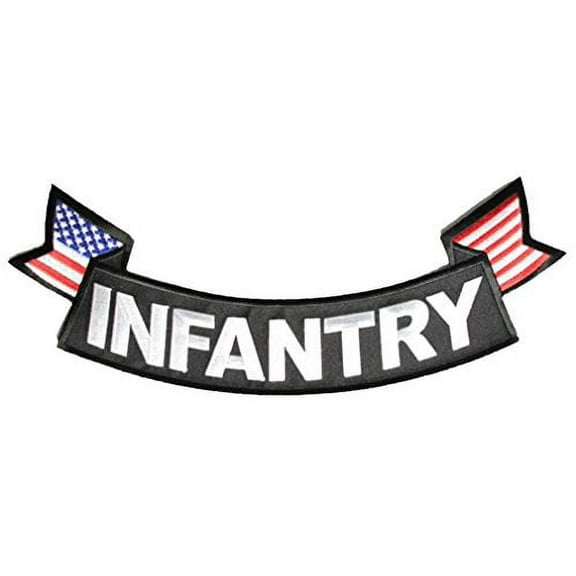 Large INFANTRY Bottom Rocker Patch with USA Flags for Jacket - Color - Veteran Owned Business.