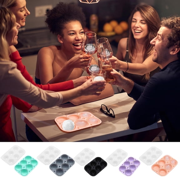 Large Ice Ball Maker with Lid, 6 Ice Balls, Easy to Fill Round Ice Tray, Ice Block Mold DIY Ice Ball Round Jelly, Perfect Spheres Craft Ice Maker for Whiskey, Cocktails, Juice, Fruite Tea