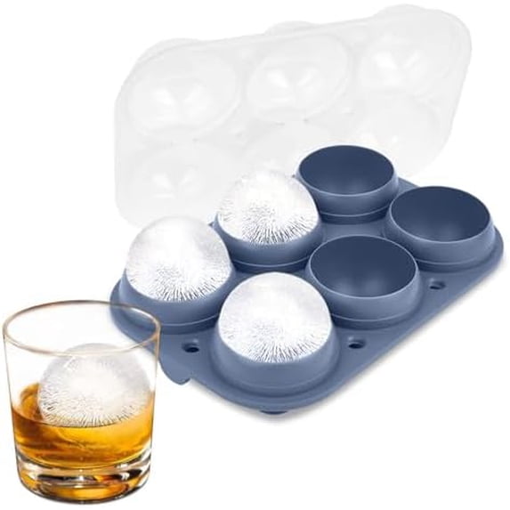 Large Ice Ball Maker with Lid, 6 x 2.5 Inch Ice Balls - BPA Free, Easy ...